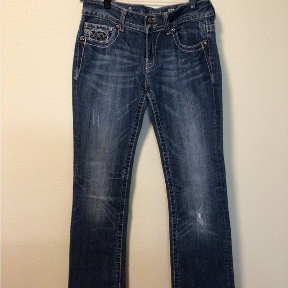 Miss me women’s 30 inseam 33 rhinestone embroidered embellished western jeans - Picture 8 of 8